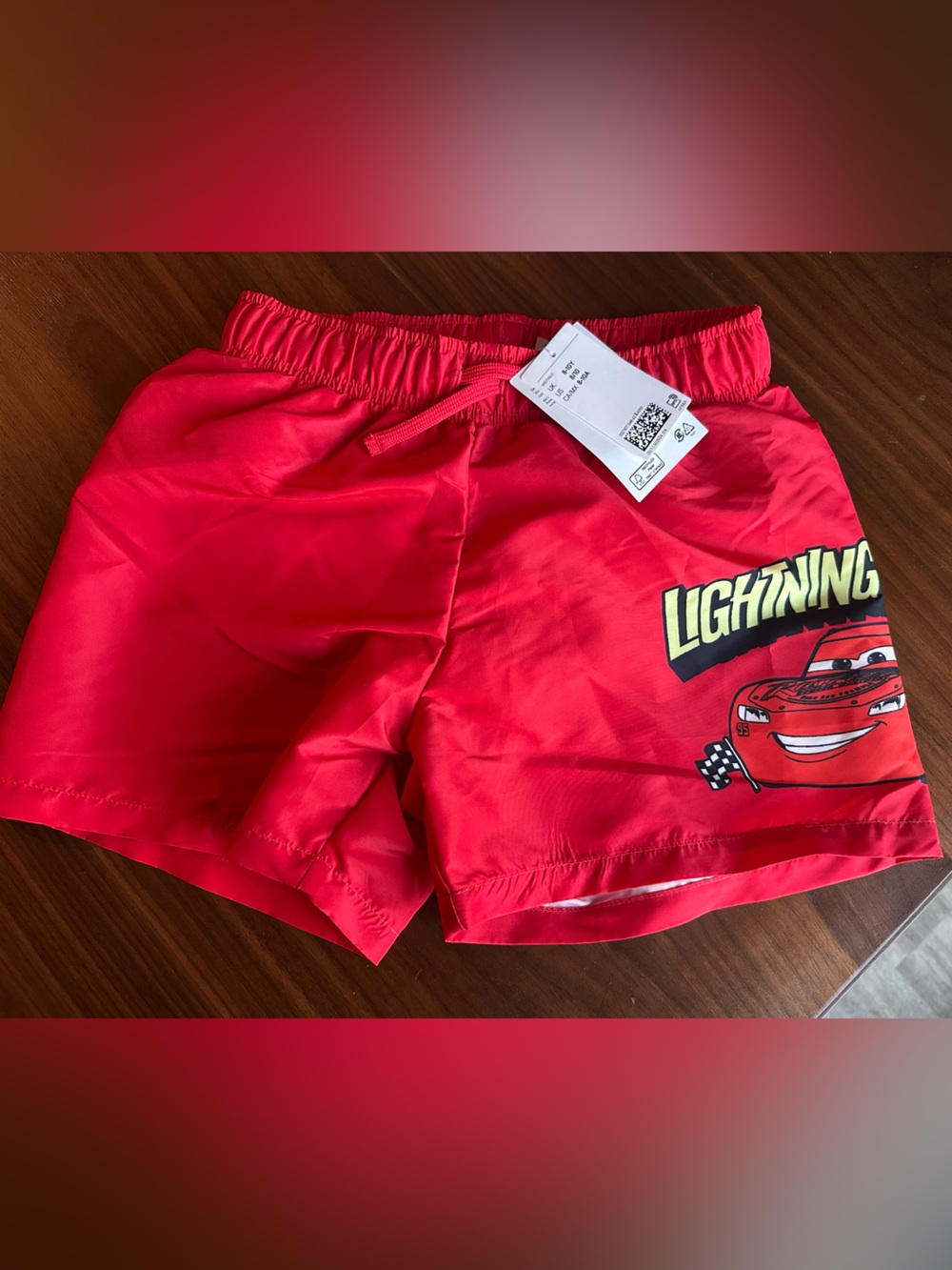 H&M Red Disney Cars Lightning McQueen Kids Swim Trunks 8/10 Boys NWT